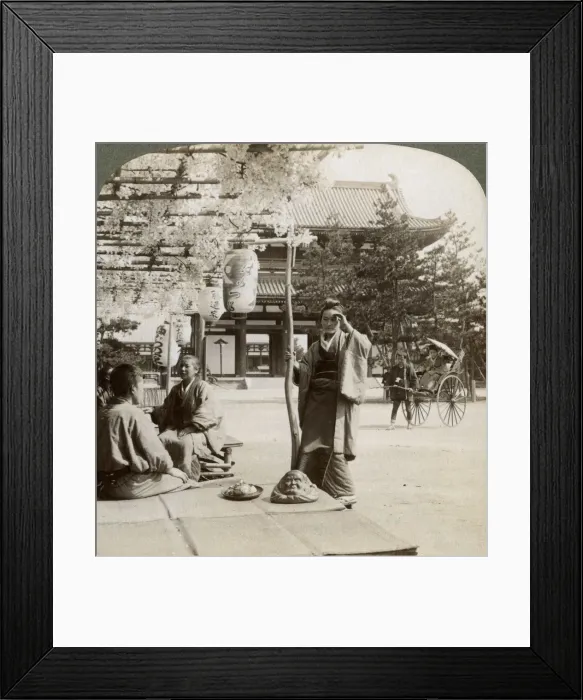 Framed Print : Drooping clusters of wisteria over a tea house porch, Kyoto, Japan, 1904. Artist: Underwood & Underwood Framed Print : Drooping clusters of wisteria over a tea house porch, Kyoto, Japan, 1904. Artist: Underwood & Underwood