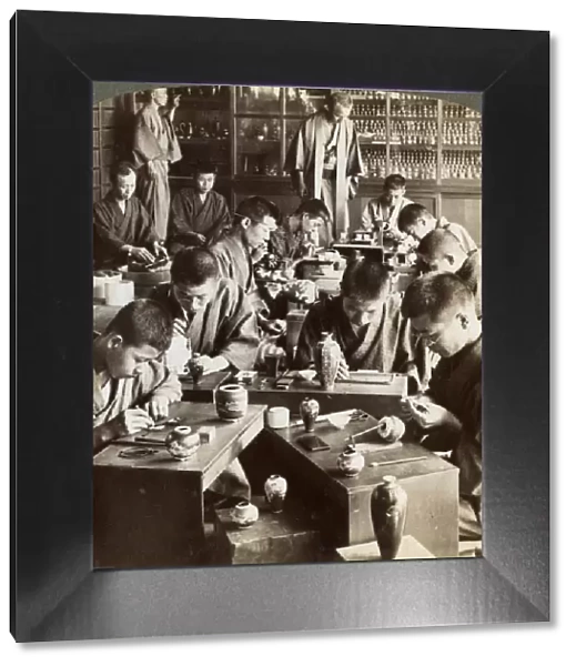 Expert workmen creating designs in cloisonne, Kyoto, Japan, 1904. Artist: Underwood & Underwood