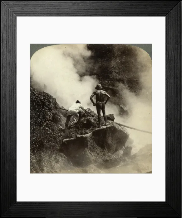Framed Print : Watching an eruption of steam and boiling mud halfway up the volcano of Aso-san, Japan, 1904. Artist: Underwood & Underwood Framed Print : Watching an eruption of steam and boiling mud halfway up the volcano of Aso-san, Japan, 1904. Artist: Underwood & Underwood
