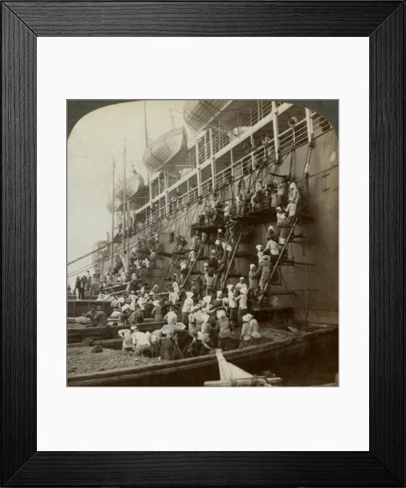 Framed Print : Coaling the Pacific mail SS Siberia, at the fortified naval station of Nagasaki, Japan, 1904. Artist: Underwood & Underwood Framed Print : Coaling the Pacific mail SS Siberia, at the fortified naval station of Nagasaki, Japan, 1904. Artist: Underwood & Underwood