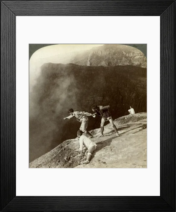 Framed Print : Gaving through sulphurous vapors into the craters depths, Aso-San, Japan, 1904. Artist: Underwood & Underwood Framed Print : Gaving through sulphurous vapors into the craters depths, Aso-San, Japan, 1904. Artist: Underwood & Underwood