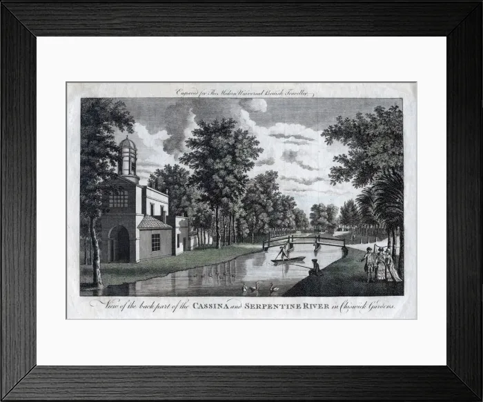 Framed Print : View of the back part of the Cassina and Serpentine River in Chiswick Gardens, London Framed Print : View of the back part of the Cassina and Serpentine River in Chiswick Gardens, London