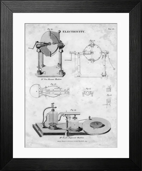 Framed Print : Electrostatic machines, 1819 Framed Print : Electrostatic machines, 1819