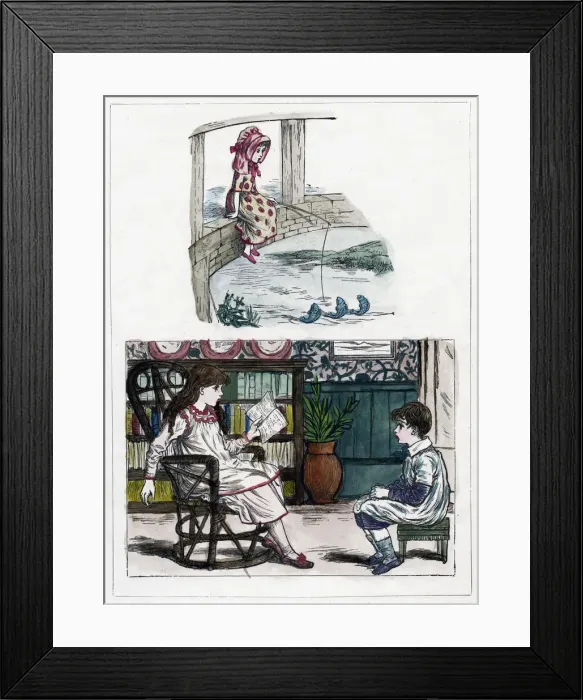 Framed Print : A print from The Little Folks Nature Painting Book by Kate Greenaway, c1880s Framed Print : A print from The Little Folks Nature Painting Book by Kate Greenaway, c1880s