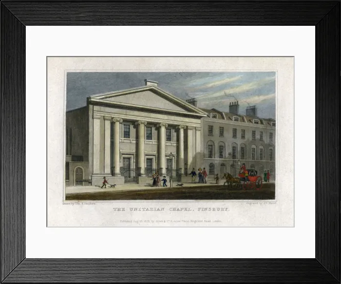 Framed Print : The Unitarian Chapel, Finsbury, London, 1828. Artist: Frederick James Havell Framed Print : The Unitarian Chapel, Finsbury, London, 1828. Artist: Frederick James Havell