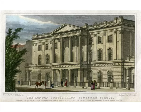 The London Institution, Finsbury Circus, London, c1827. Artist: William Deeble