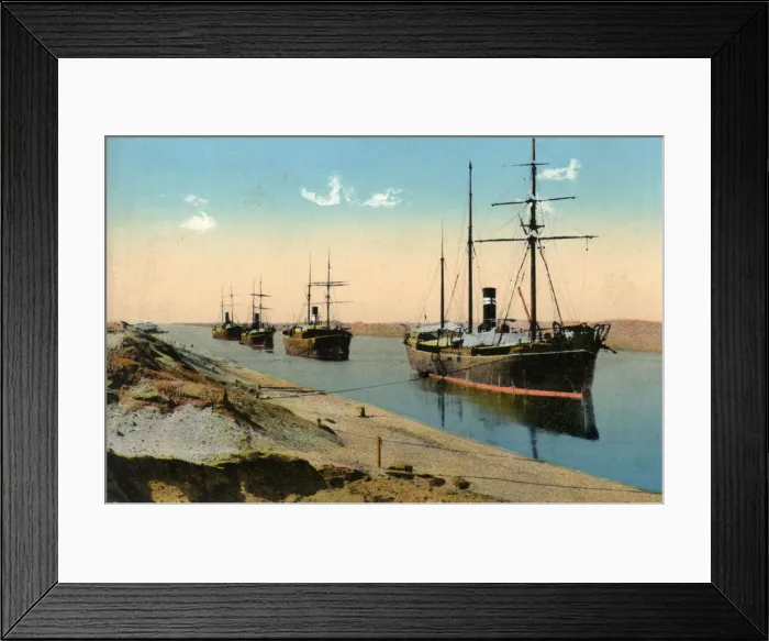 Framed Print : Steamers passing through the Suez Canal, Egypt, 20th century Framed Print : Steamers passing through the Suez Canal, Egypt, 20th century
