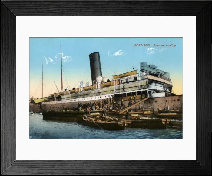 Framed Print : Steamer coaling, Port Said, Egypt, 20th century Framed Print : Steamer coaling, Port Said, Egypt, 20th century