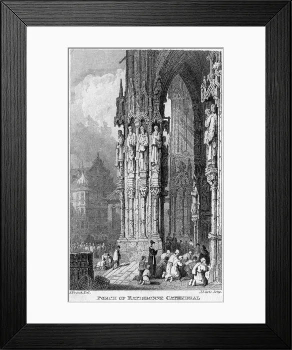 Framed Print : Porch of Regensburg (Ratisbon) Cathedral, Germany, 19th century. Artist: J Lewis Framed Print : Porch of Regensburg (Ratisbon) Cathedral, Germany, 19th century. Artist: J Lewis