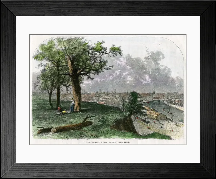 Framed Print : Cleveland, from Scrantons Hill, Ohio, USA, 19th century. Artist: Harley Framed Print : Cleveland, from Scrantons Hill, Ohio, USA, 19th century. Artist: Harley