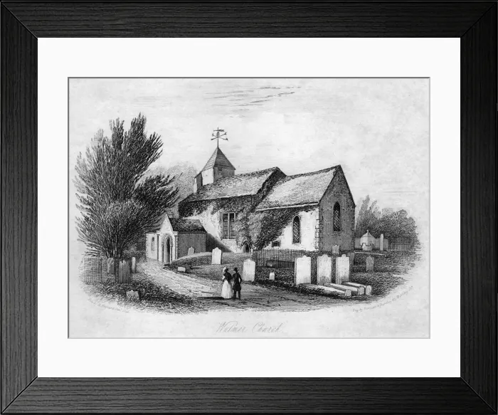 Framed Print : Walmer Church, Kent. Artist: Newman & Barclay Framed Print : Walmer Church, Kent. Artist: Newman & Barclay