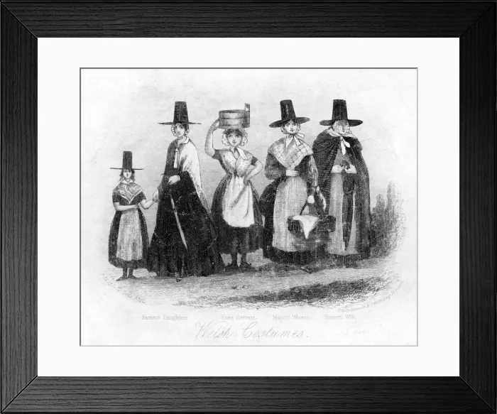 Framed Print : Traditional Welsh costume, 19th century. Artist: Newman & Co Framed Print : Traditional Welsh costume, 19th century. Artist: Newman & Co
