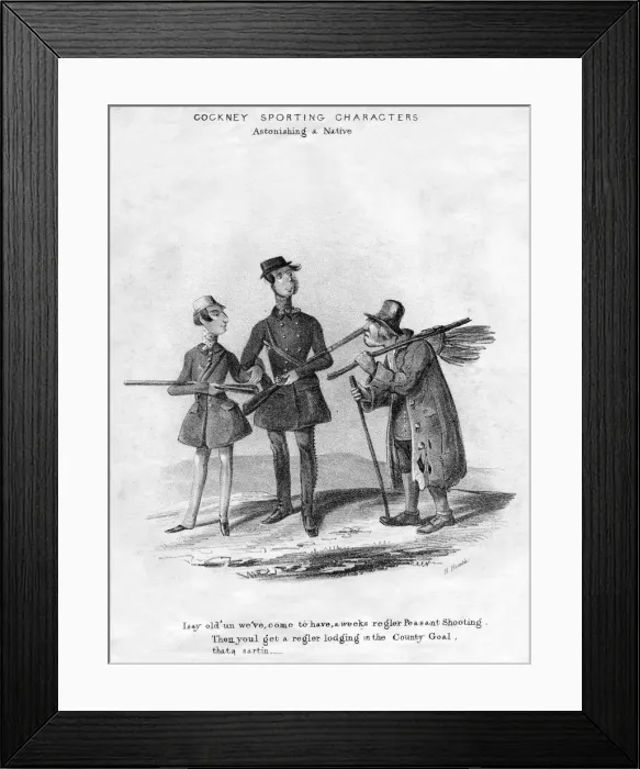 Framed Print : Cockney Sporting Characters. Astonishing a Native, 19th century. Artist: Henry Heath Framed Print : Cockney Sporting Characters. Astonishing a Native, 19th century. Artist: Henry Heath
