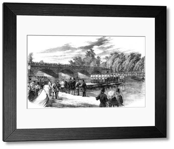 Framed Print : Experiments with Captain Fowkes pontoon bridge on the Serpentine, Hyde Park, London, 1860 Framed Print : Experiments with Captain Fowkes pontoon bridge on the Serpentine, Hyde Park, London, 1860
