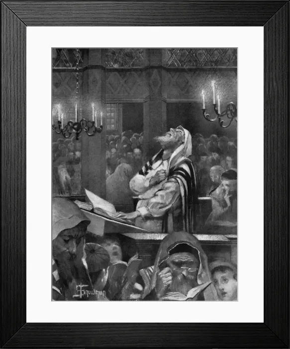 Framed Print : Scene at a synagogue, the great day of atonement, 6th October 1897. Artist: Isaac Snowman Framed Print : Scene at a synagogue, the great day of atonement, 6th October 1897. Artist: Isaac Snowman