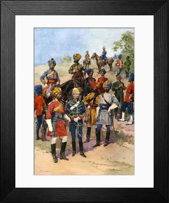 Framed Print : The Kings Own Regiments of the Indian Army. Artist: Frederic de Haenen Framed Print : The Kings Own Regiments of the Indian Army. Artist: Frederic de Haenen