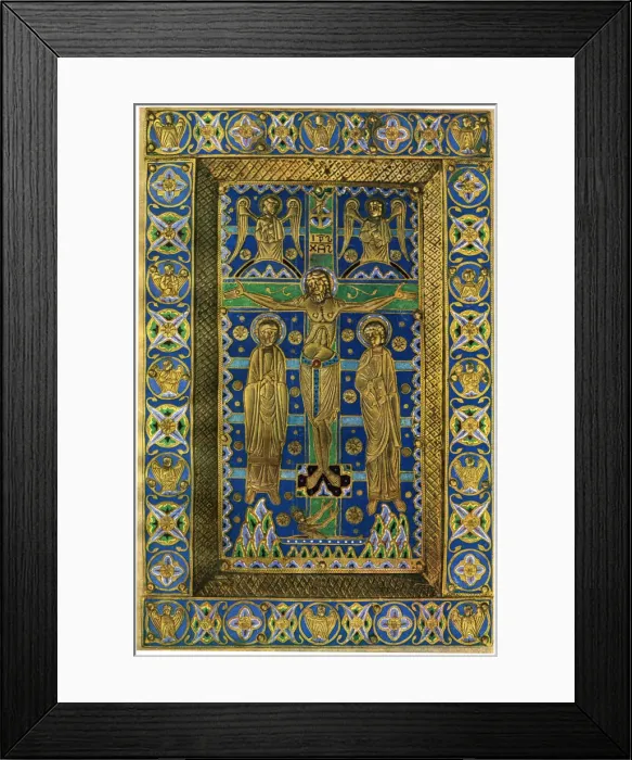 Framed Print : Plaque binding (plaque de reliure), champleve enamel on copper, 13th century, (1931) Framed Print : Plaque binding (plaque de reliure), champleve enamel on copper, 13th century, (1931)