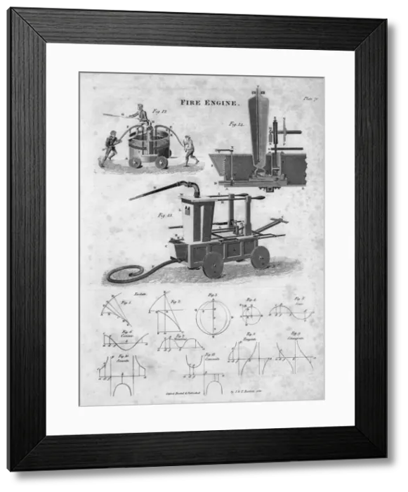 Framed Print : Fire engine, 1820. Artist: J & T Bartlett Framed Print : Fire engine, 1820. Artist: J & T Bartlett