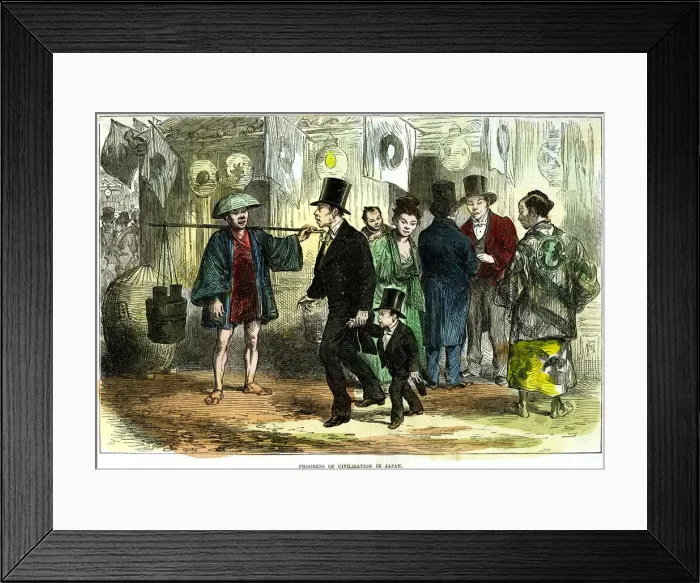 Framed Print : Progress of civilisation in Japan, 1875 Framed Print : Progress of civilisation in Japan, 1875