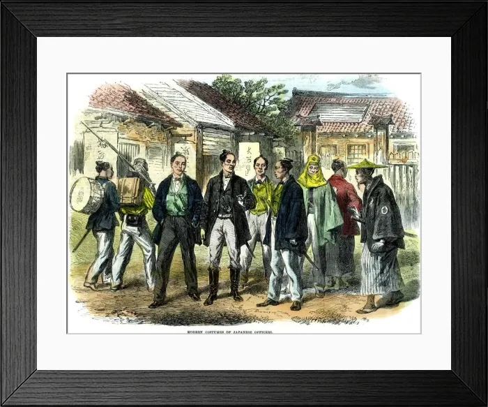 Framed Print : Modern costumes of Japanese officers, 1866 Framed Print : Modern costumes of Japanese officers, 1866