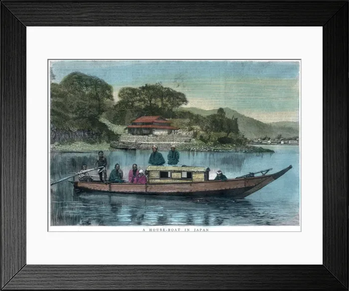 Framed Print : A house-boat in Japan, 1888 Framed Print : A house-boat in Japan, 1888