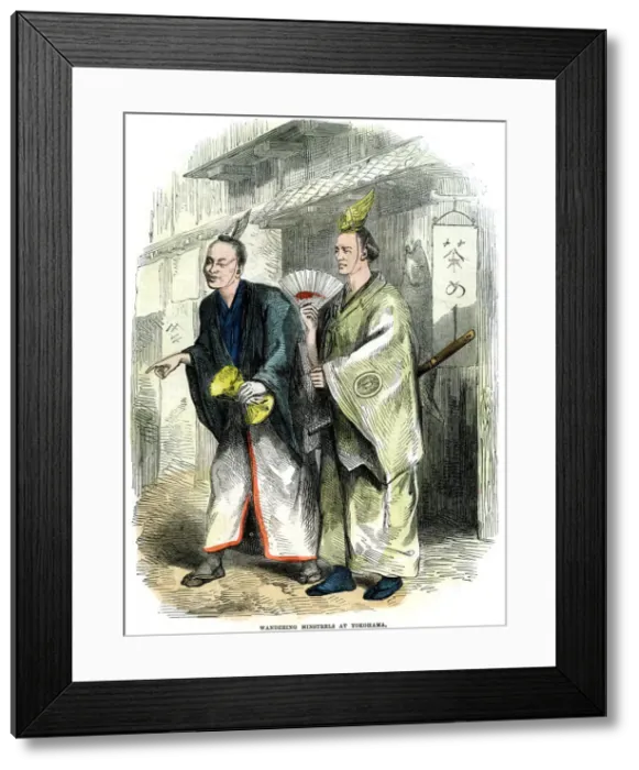 Framed Print : Wandering minstrels at Yokohama, Japan, 1864