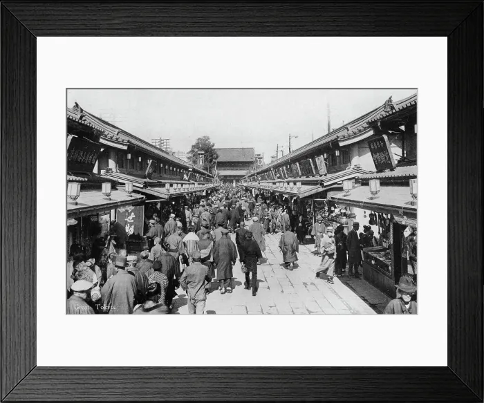 Framed Print : A row of shops in Asakusa, Tokyo, 20th century Framed Print : A row of shops in Asakusa, Tokyo, 20th century
