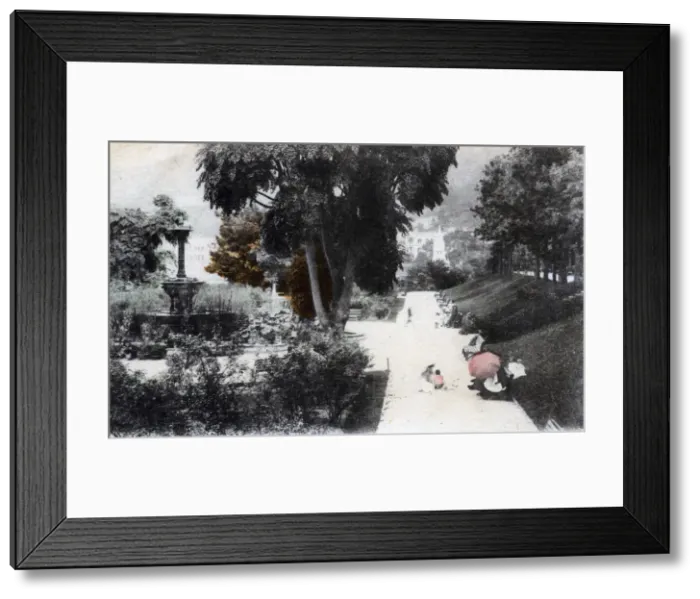 Framed Print : Fountain in a public garden, Hong Kong, 20th century Framed Print : Fountain in a public garden, Hong Kong, 20th century
