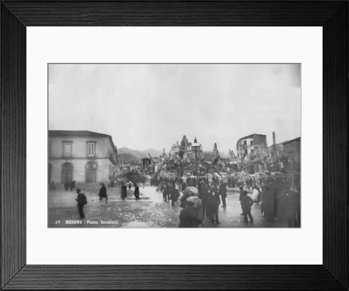 Framed Print : Earthquake damage in the Piazza Cavallotti, Messina, Sicily, Italy, December 1908 Framed Print : Earthquake damage in the Piazza Cavallotti, Messina, Sicily, Italy, December 1908