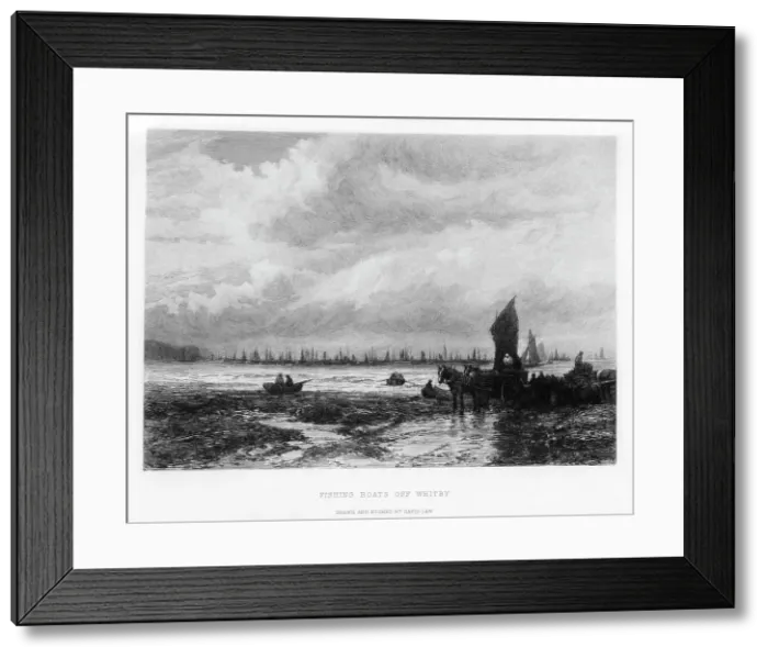 Framed Print : Fishing boats off Whitby, North Yorkshire, 19th century. Artist: David Law Framed Print : Fishing boats off Whitby, North Yorkshire, 19th century. Artist: David Law