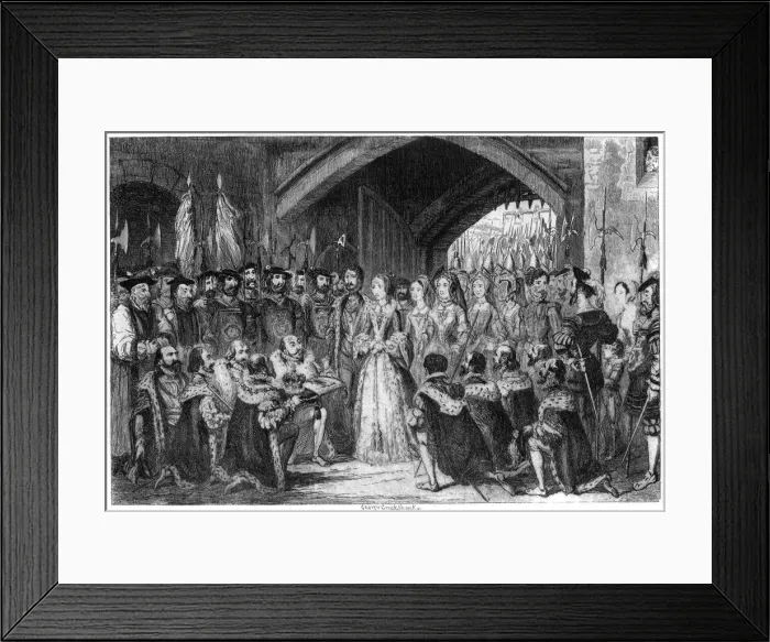 Framed Print : Queen Janes entrance into the Tower, 1553 (1840). Artist: George Cruikshank Framed Print : Queen Janes entrance into the Tower, 1553 (1840). Artist: George Cruikshank