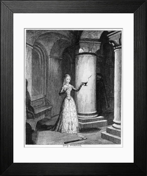 Framed Print : Queen Janes first night in the Tower, 1553 (1840). Artist: George Cruikshank Framed Print : Queen Janes first night in the Tower, 1553 (1840). Artist: George Cruikshank