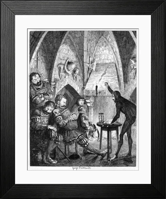 Framed Print : Edward Underhill the hot gospeller preaching to the giants in the by-ward or Gate Tower, 1840. Artist: George Cruikshank Framed Print : Edward Underhill the hot gospeller preaching to the giants in the by-ward or Gate Tower, 1840. Artist: George Cruikshank