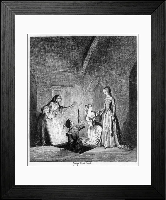 Framed Print : Queen Janes flight from the Tower, 1553 (1840). Artist: George Cruikshank Framed Print : Queen Janes flight from the Tower, 1553 (1840). Artist: George Cruikshank