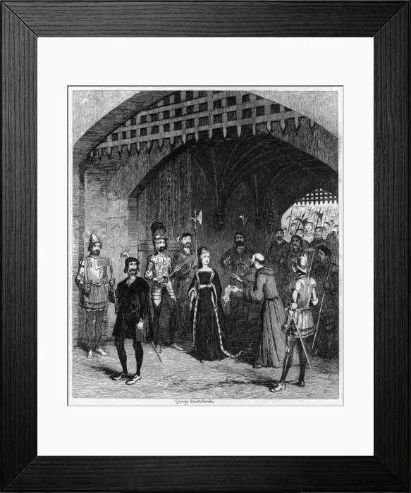 Framed Print : Feckenham offering Lady Jane Grey a pardon on her way to trial, 1553 (1840). Artist: George Cruikshank Framed Print : Feckenham offering Lady Jane Grey a pardon on her way to trial, 1553 (1840). Artist: George Cruikshank