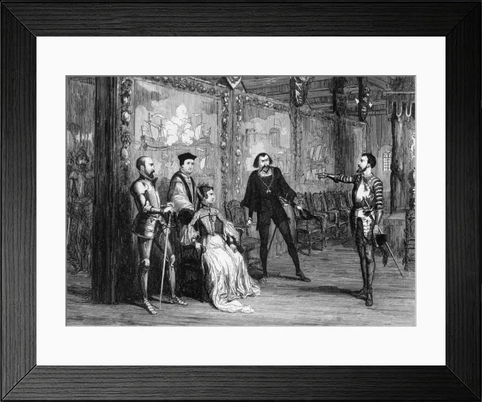 Framed Print : Sir Thomas Wyatt dictating terms to Queen Mary in the White Tower, c1553 (1840). Artist: George Cruikshank Framed Print : Sir Thomas Wyatt dictating terms to Queen Mary in the White Tower, c1553 (1840). Artist: George Cruikshank
