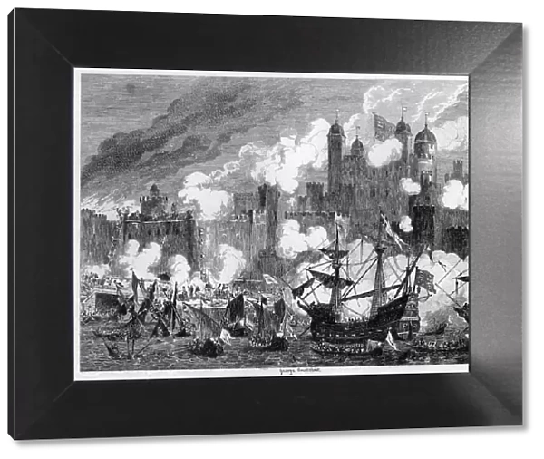 Attack upon Saint Thomass Tower by the Duke of Suffolk, 1554 (1840). Artist: George Cruikshank