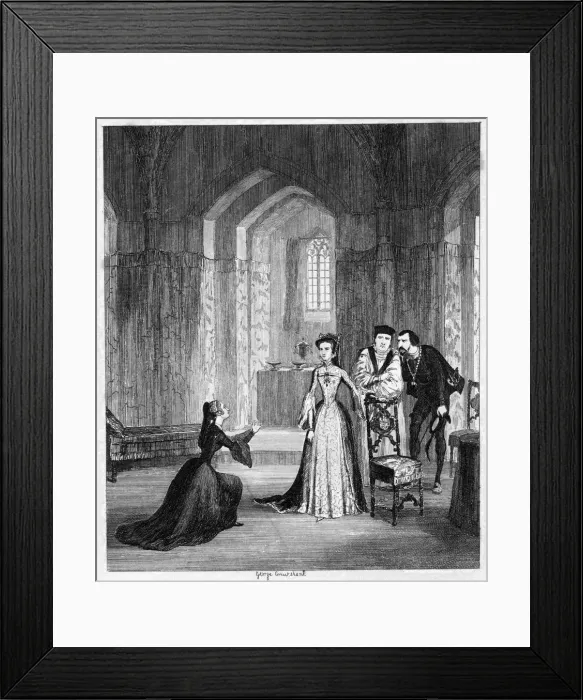 Framed Print : Lady Jane Grey imploring Queen Mary to spare her husbands life, 1554 (1840). Artist: George Cruikshank Framed Print : Lady Jane Grey imploring Queen Mary to spare her husbands life, 1554 (1840). Artist: George Cruikshank