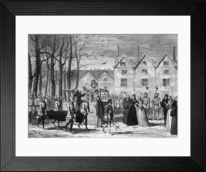 Framed Print : Lady Jane Grey meeting the body of her husband on the way to the scaffold, 1554 (1840). Artist: George Cruikshank Framed Print : Lady Jane Grey meeting the body of her husband on the way to the scaffold, 1554 (1840). Artist: George Cruikshank