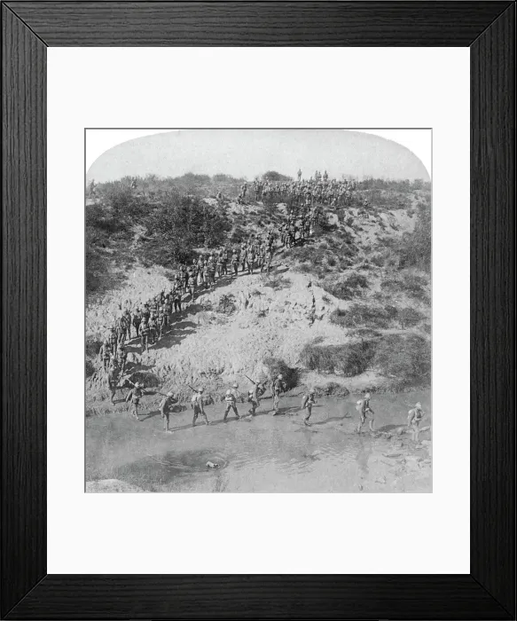 Framed Print : Infantry fording the Vet River during Lord Roberts advance on Pretoria, South Africa, 1901. Artist: Underwood & Underwood Framed Print : Infantry fording the Vet River during Lord Roberts advance on Pretoria, South Africa, 1901. Artist: Underwood & Underwood