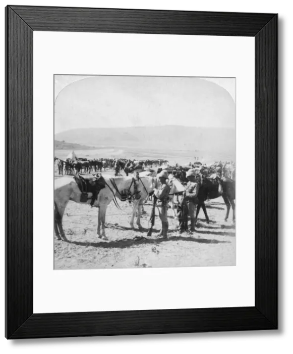 Framed Print : Australian Mounted Rifles after a skirmish at the Modder River, South Africa, 12th January 1900. Artist: Underwood & Underwood