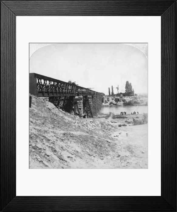 Framed Print : Bridge over the Modder River, South Africa, 21st February 1900. Artist: Underwood & Underwood Framed Print : Bridge over the Modder River, South Africa, 21st February 1900. Artist: Underwood & Underwood