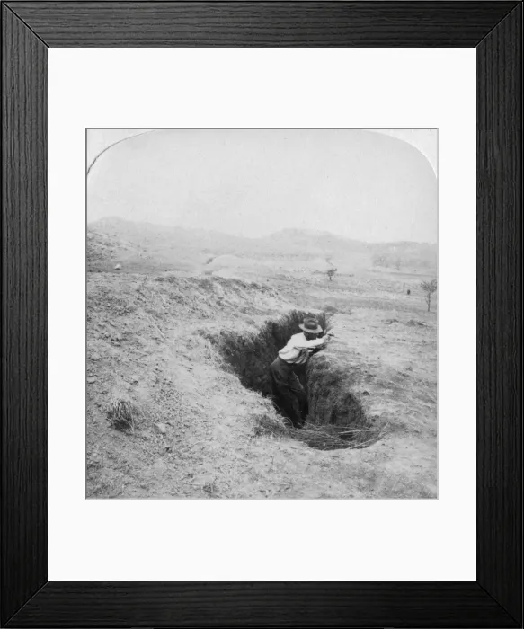 Framed Print : Side view of a Boer trench at the foot of Hlangwane Hill, South Africa, 1901. Artist: Underwood & Underwood Framed Print : Side view of a Boer trench at the foot of Hlangwane Hill, South Africa, 1901. Artist: Underwood & Underwood
