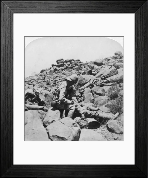 Framed Print : The dying buglers last call, a battlefield incident, Gras Pan, South Africa, 1900. Artist: Underwood & Underwood Framed Print : The dying buglers last call, a battlefield incident, Gras Pan, South Africa, 1900. Artist: Underwood & Underwood