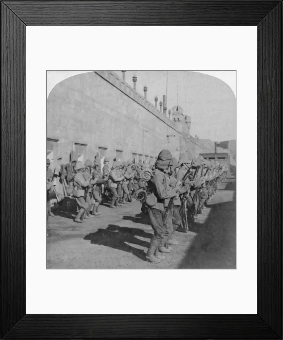 Framed Print : Inspection of the Cheshire Regiment in the fort at Johannesburg, Boer War, South Africa, 1901. Artist: Underwood & Underwood Framed Print : Inspection of the Cheshire Regiment in the fort at Johannesburg, Boer War, South Africa, 1901. Artist: Underwood & Underwood