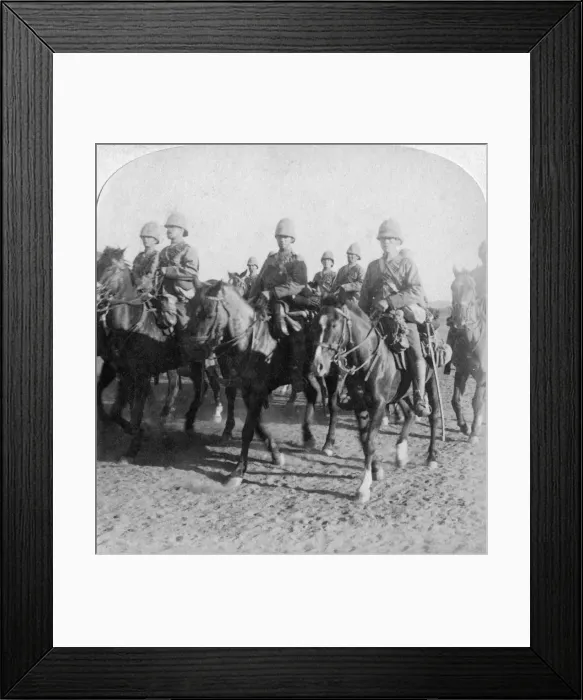 Framed Print : 10th Hussars after repulsing a Boer attack, Colesberg, South Africa, 4th January 1900. Artist: Underwood & Underwood Framed Print : 10th Hussars after repulsing a Boer attack, Colesberg, South Africa, 4th January 1900. Artist: Underwood & Underwood