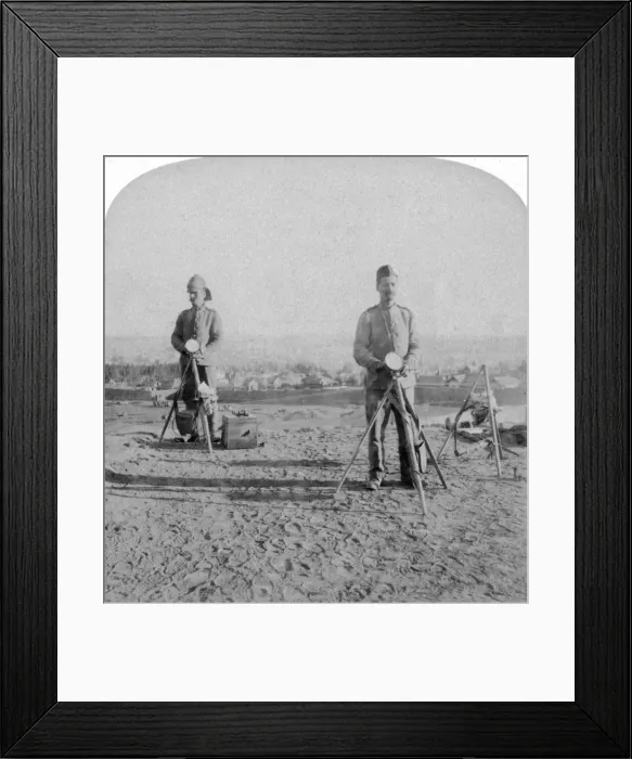 Framed Print : British heliographing from the Johannesburg Fort the news of the occupation, Boer war, 1900. Artist: Underwood & Underwood Framed Print : British heliographing from the Johannesburg Fort the news of the occupation, Boer war, 1900. Artist: Underwood & Underwood