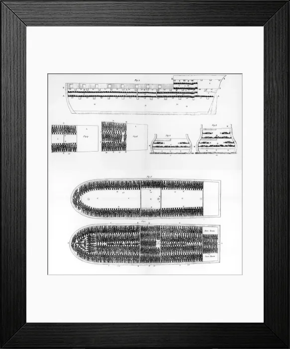 Framed Print : A plan of the interior of a slave ship, 1808 (1965) Framed Print : A plan of the interior of a slave ship, 1808 (1965)