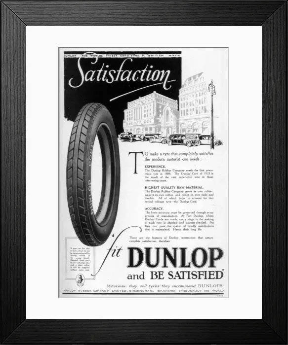 Framed Print : Dunlop advertisment, 1923 Framed Print : Dunlop advertisment, 1923