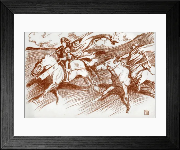 Framed Print : The Knight and his Companions, 1898. Artist: Byam Shaw Framed Print : The Knight and his Companions, 1898. Artist: Byam Shaw